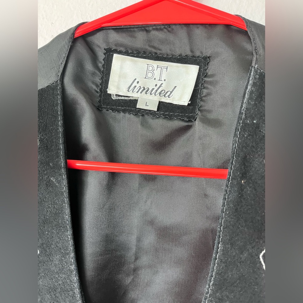 Vintage Men’s Leather Black and Gray Argyle Vest Large - Picture 7 of 10